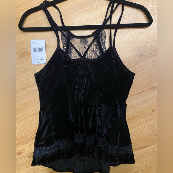FREE PEOPLE Black Velvet Lace Top (NWT) - Picture 3 of 6